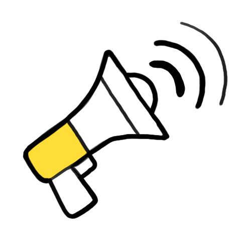 Een luidspreker, weergegeven in een eenvoudige, cartoonachtige tekenstijl.